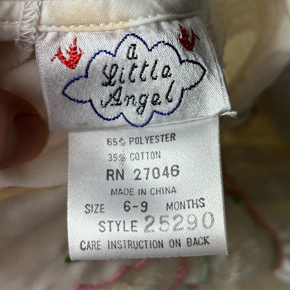 Vintage Baby Girls A Little Angel Blue Floral Collared Smocked Dress Size 6-9mo - Picture 8 of 13